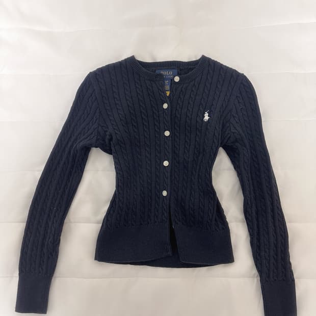 폴로 랄프로렌 걸즈 가디건 케이블 네이비 S