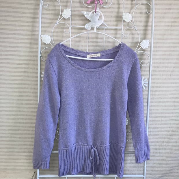 빈티지 라벤더 퍼플 트윙클 니트 y2k 스트릿 갸루 펑키 일본빈티지