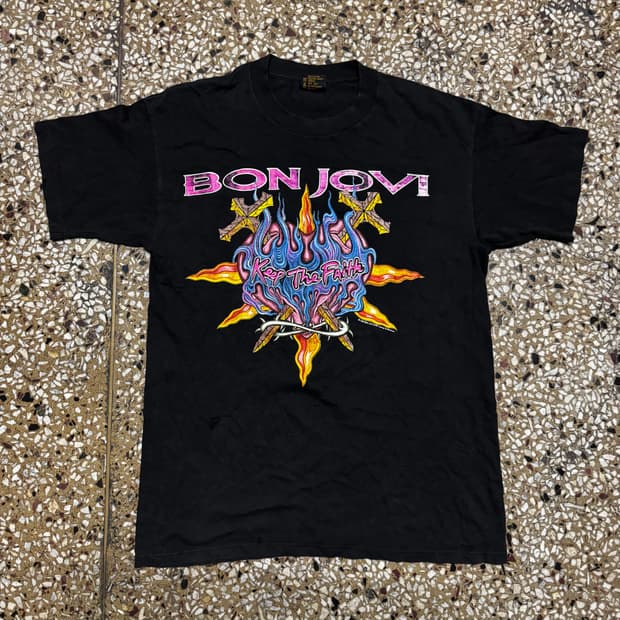 [L] 90s Bonjovi 본조비 락 밴드 반팔티셔츠