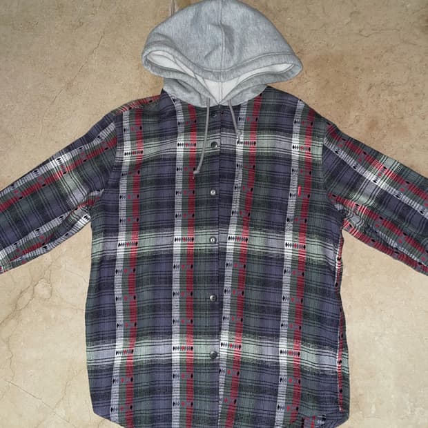 슈프림 플란넬 후디드 셔츠