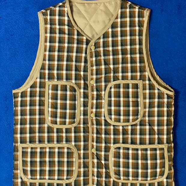 Vastic 바스틱 카고 리버시블 퀼팅 체크 패딩 베스트 Large