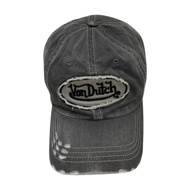 본더치 빈티지 그런지 데미지 디테일 데님 펑크 Y2K 볼캡 모자