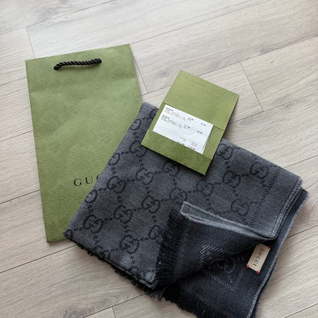 [새상품] 구찌 GG 울 스카프 머플러 그레이 