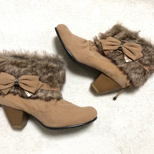 엑시즈팜 리본 퍼 숏부츠 구두 히메라떼 갸루 