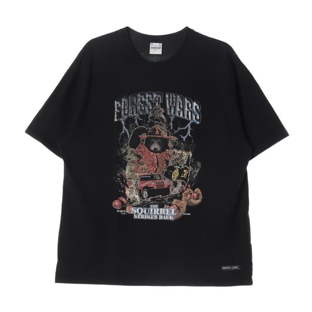 CRITIC FOREST WARS 그래픽 반팔 티셔츠 블랙 XL