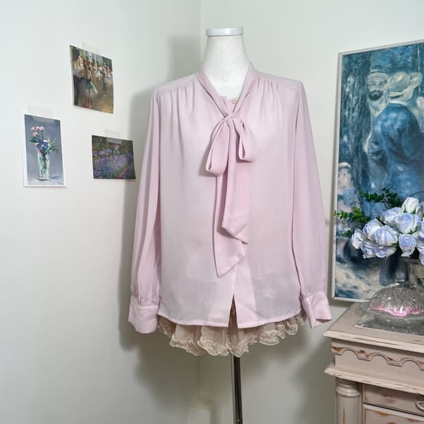 cosmos pink lovely bow shirring chiffon 