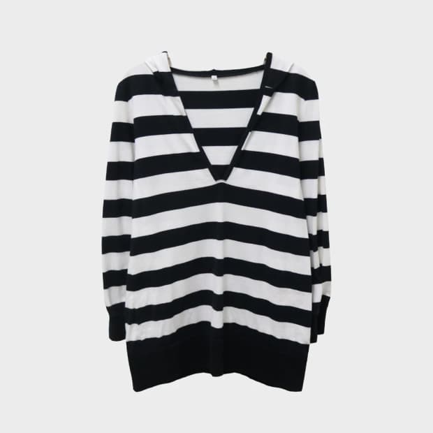 N,N, 딥 브이넥 스트라이프 티셔츠 62270