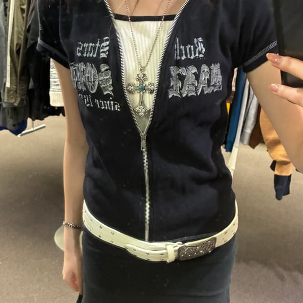 M)Japanese vintage 여성 레이어드 반팔 집업(이염)