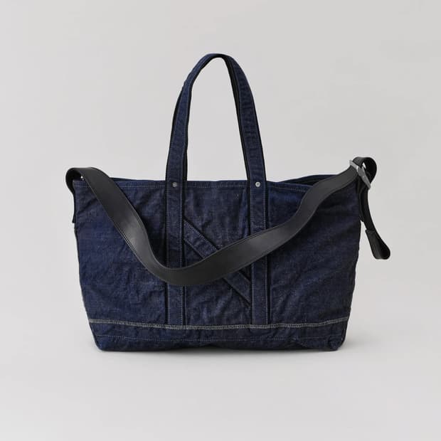 나이스네스 25AW I.LANDS 14OZ 데님 레더 토트백 숄더백