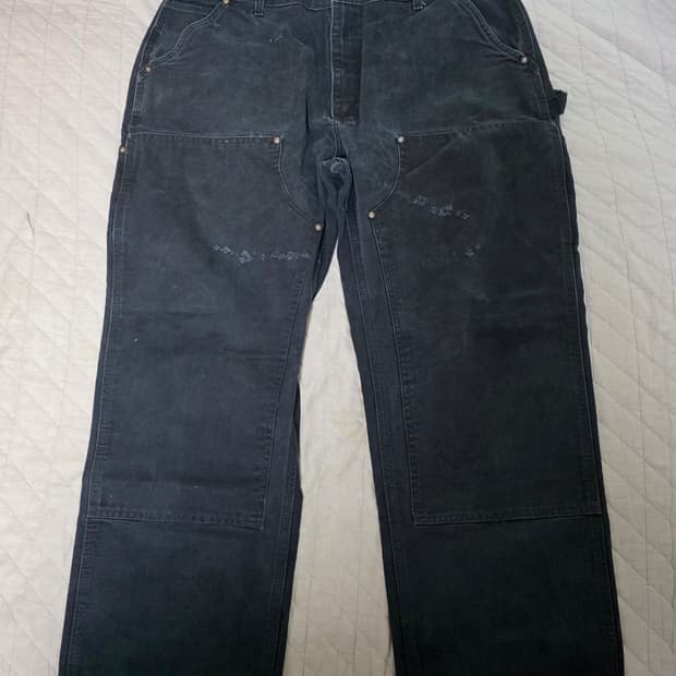 [40X30] 00s 빈티지 칼하트 더블니 B01 BLK 워크팬츠 BK2