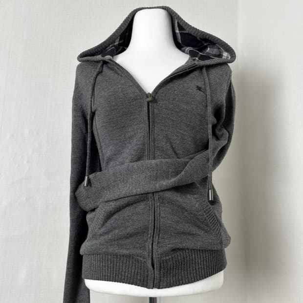 버버리 그레이 니트 후드집업