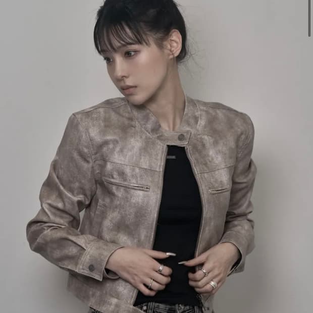 카키포인트 레이싱 레더 자켓
