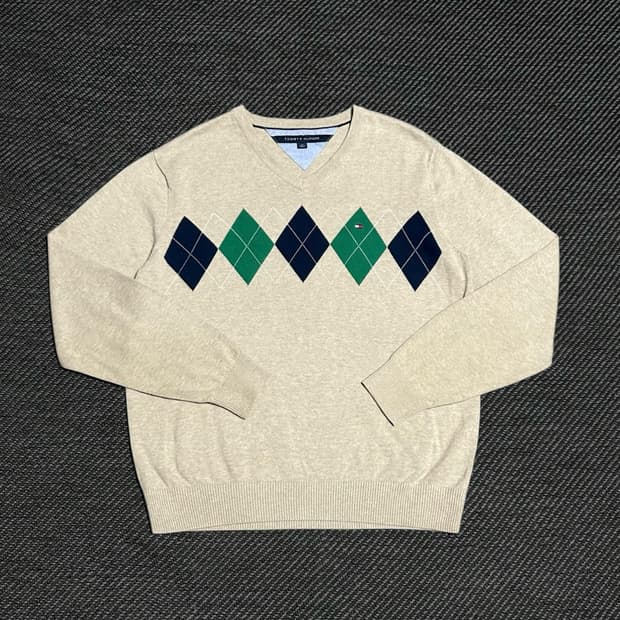 [L] Tommy 타미힐피거 베이직 브이넥 코튼 니트