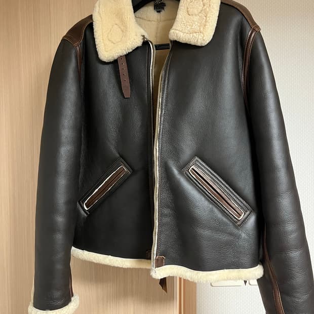 에어로레더 B-6 46사이즈 블랙 무스탕 판매 (48 교환)