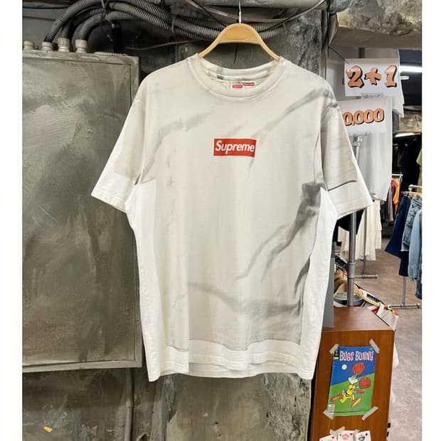 슈프림 X 마르지엘라 MM6 박스 로고 반팔티 화이트 M #csz3923