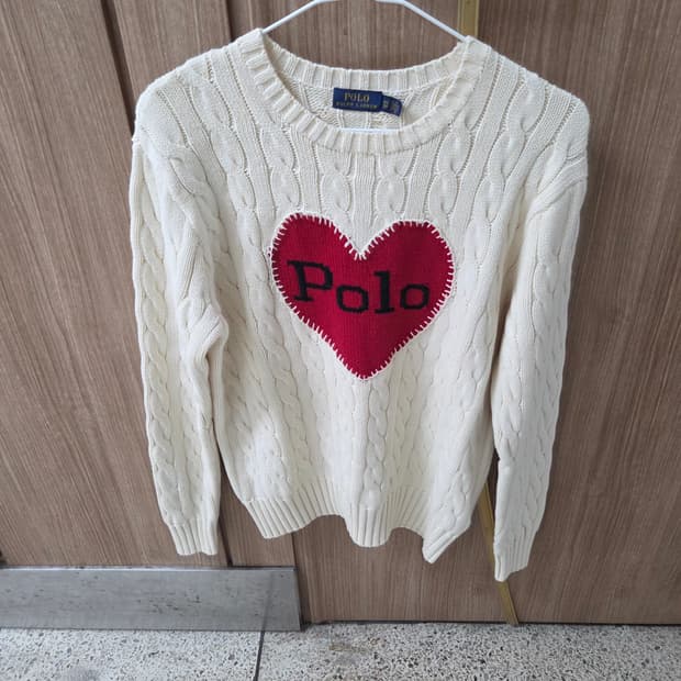 폴로 하트 꽈배기 니트 xs