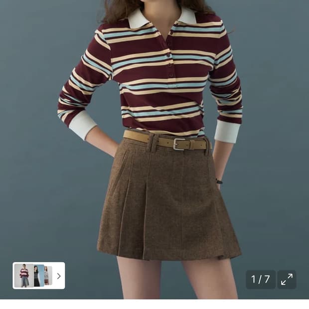 (S) 드로우핏 우먼 멀티 스트라이프 슬림 카라 피케 티셔츠 판매