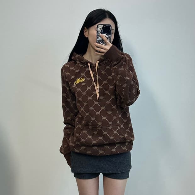 디키즈 패턴 브라운 후드티