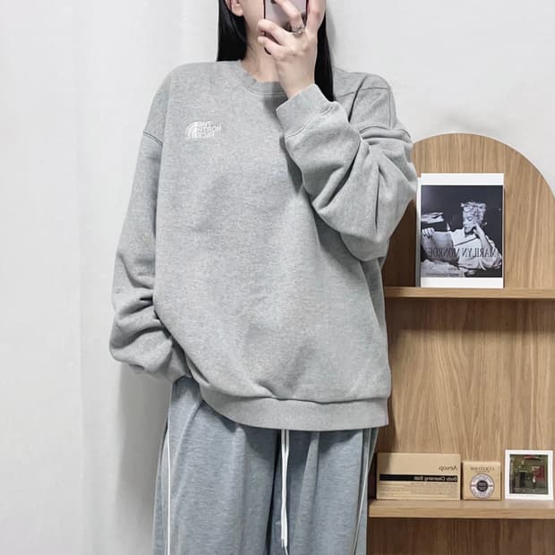 [정품] 노스페이스 그레이 투로고 맨투맨 [ XL ]