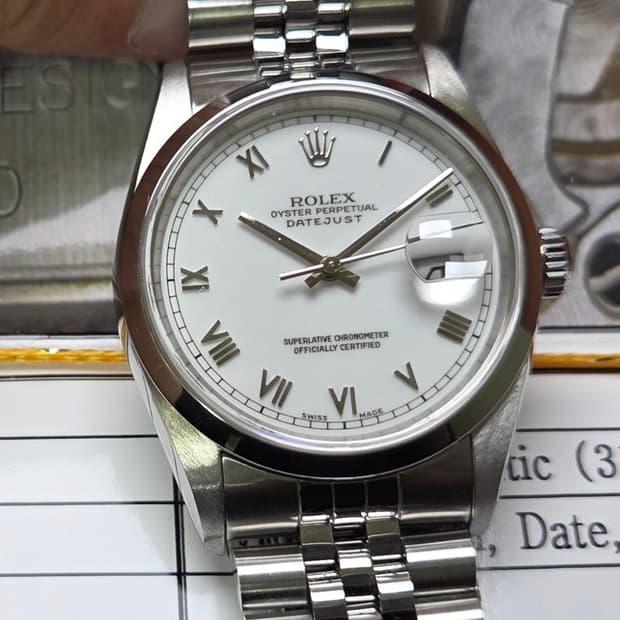 롤렉스 16200 데이저스트 오리지널 화이트로만 쥬빌리줄 (감정서 포함)