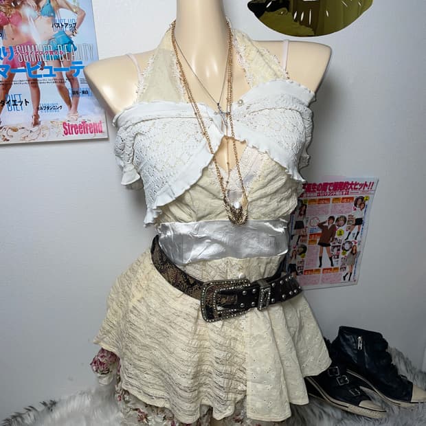 러블리 로맨틱 히메 갸루 연노랑 슬리브리스 세트