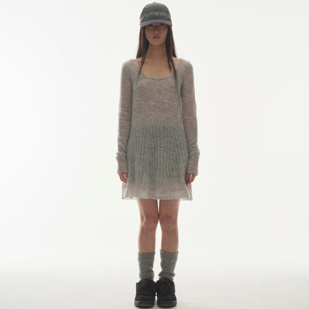 코이세이오 소프트 벨 니트 원피스 라이트 그레이 드레스