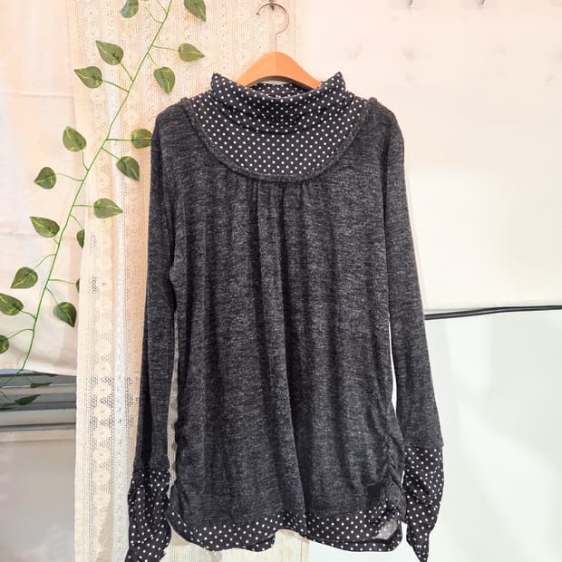 차콜 도트 일체형 니트 [빅사이즈]