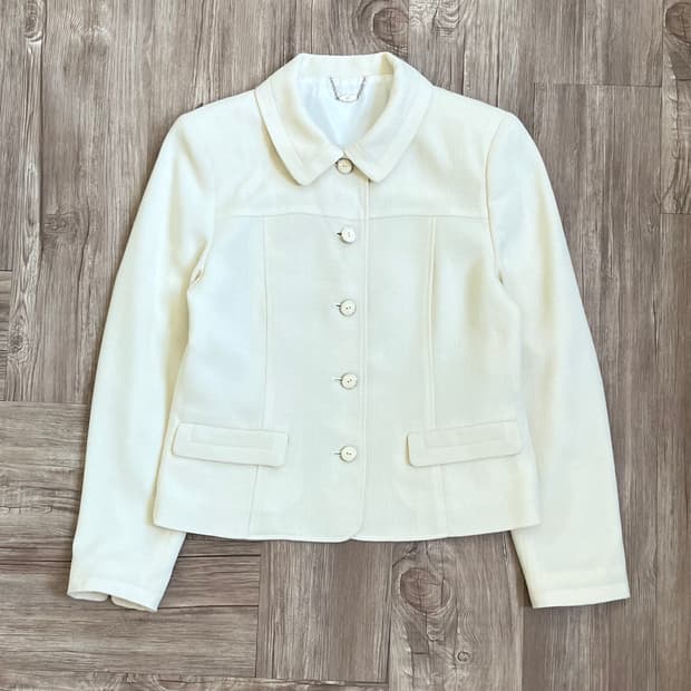 Courreges 화이트 트위드 자켓