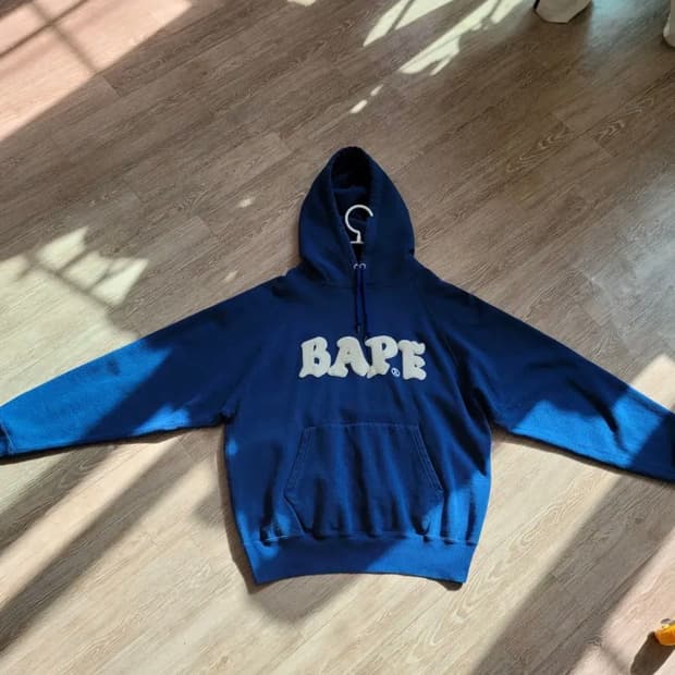 베이프 블루 로고 후드티 m