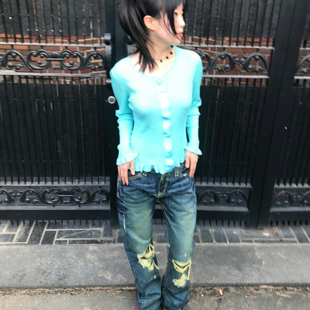 vintage damage denim pants (30inch)