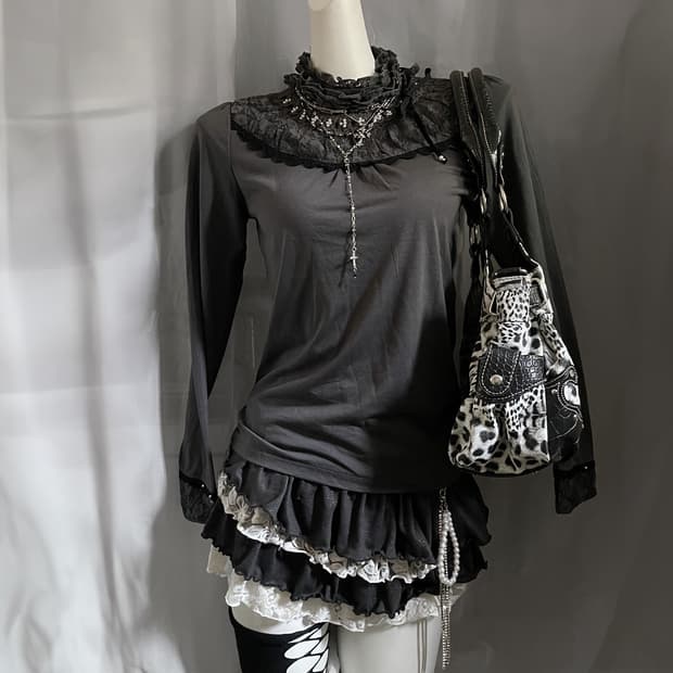 Axes femme top 엑시즈팜 비즈 하이넥