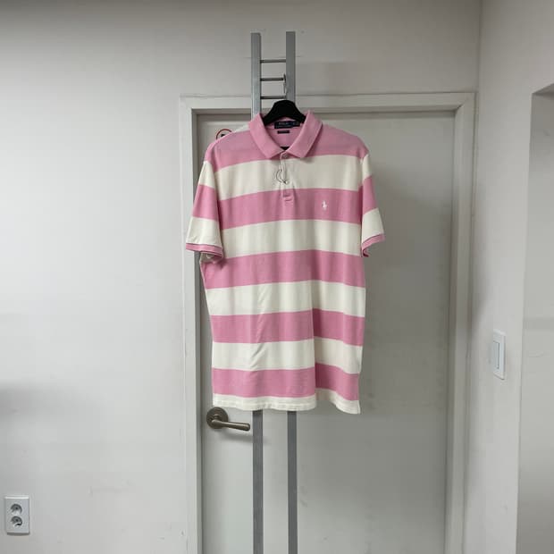 폴로 스트라이프 PK 반팔 카라티 핑크 XL