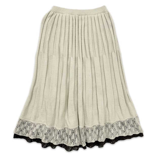 빈티지 베이지 브라운 니트 롱 스커트