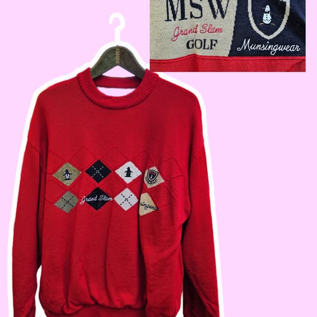 Munsingwear 레드 윈드스토퍼 울니트