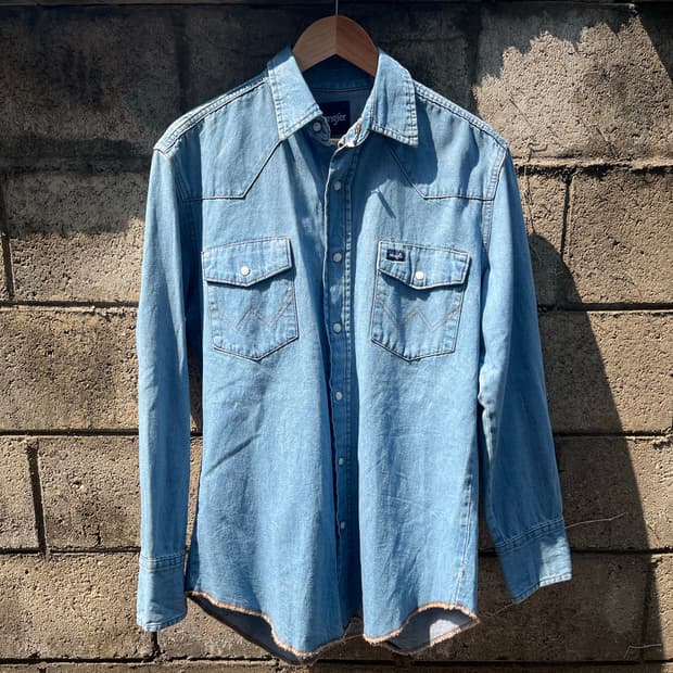 빈티지 Wrangler 데님 웨스턴 셔츠 M