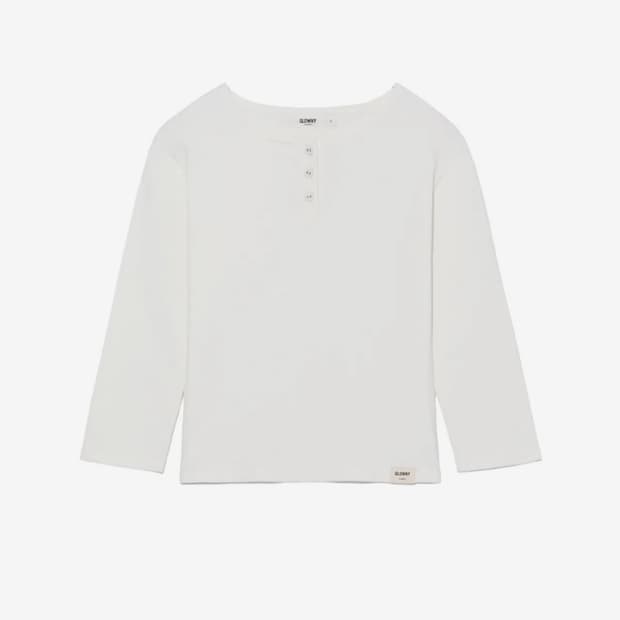 글로니 glowny 3/4 BUTTON FLY TEE white s