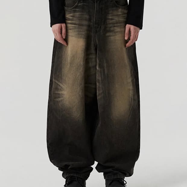 (M)디앤에스알 DNSR 어썸 배기 데님 팬츠 블랙 