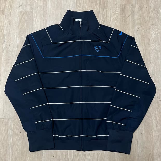 나이키 NIKE 블루 스트라이프 스우시 트랙탑 져지 자켓 M(95)