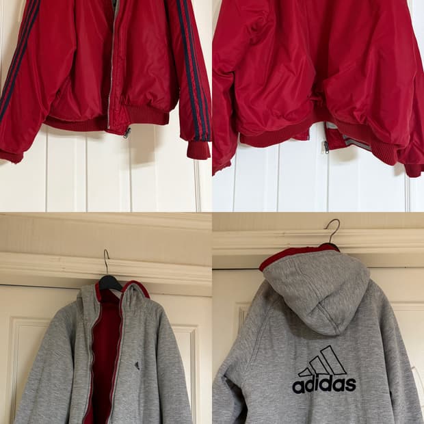 아디다스 90s 올드스쿨 리버시블 빅 로고 점퍼 L (착샷o)