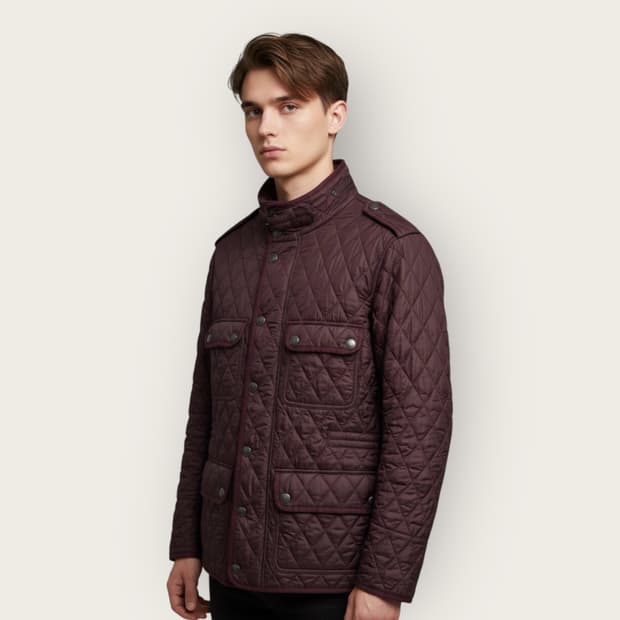 L/ 버버리 엘보 레더패치 퀄팅 패딩자켓