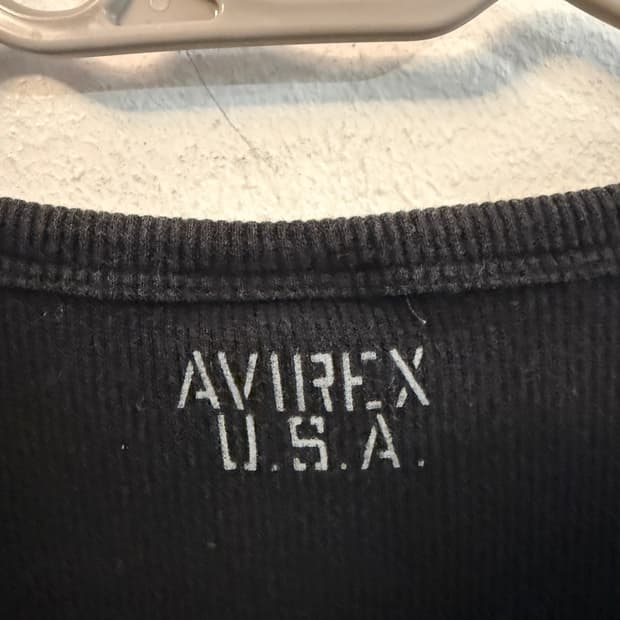 AVIREX USA 골지 반팔 티셔츠 밀리터리 블랙 m