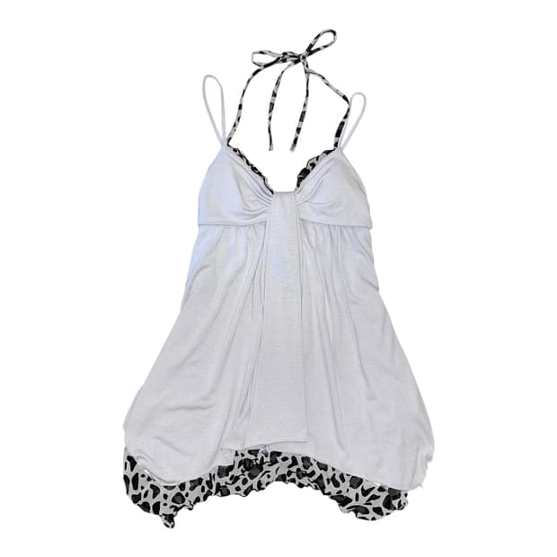 호피 레이스 포인트 홀터넥 나시 원피스 갸루y2k