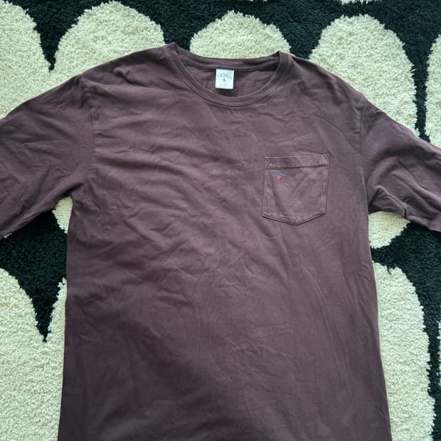 노아 롱 슬리브 코어 로고 포켓티 버건디 L