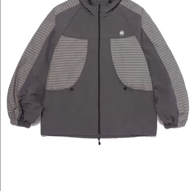 허그유어스킨 바람막이 stripe wind breaker brown
