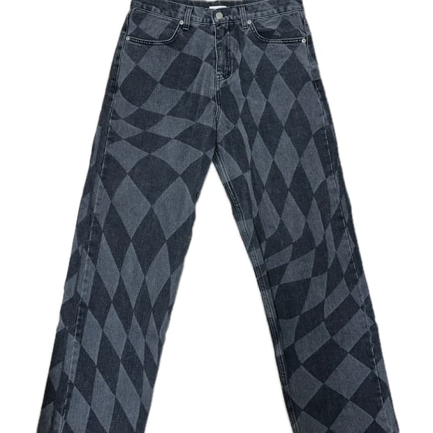 노매뉴얼 체커보드 블랙 데님
