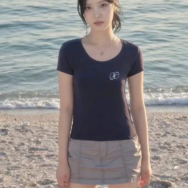 애즈온 반팔 네이비 ason