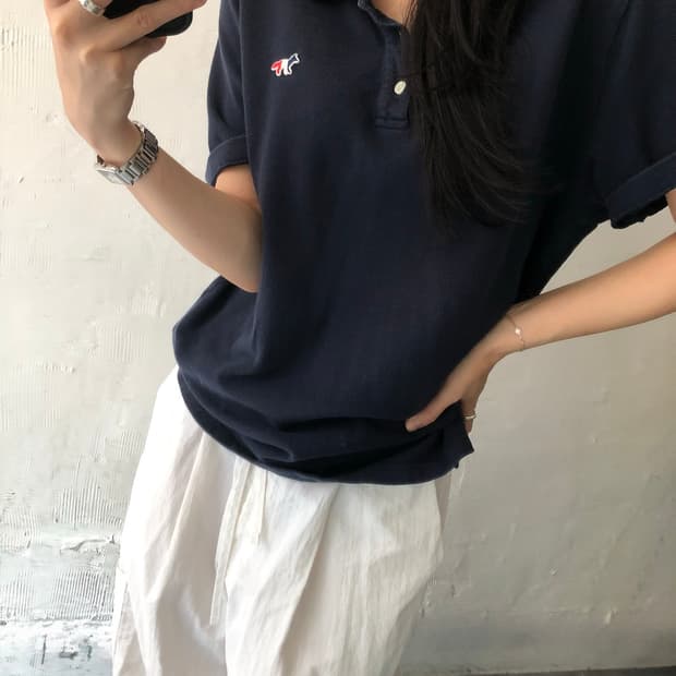 Maison Kitsuné 메종키츠네 트리컬러폭스 PK 카라티셔츠