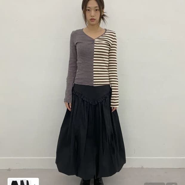 밀로 우먼 벌룬 셔링 맥시 스커트, 블랙 s