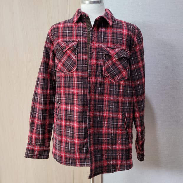 오피티 OPT 남자 패딩 체크셔츠 XL 레드