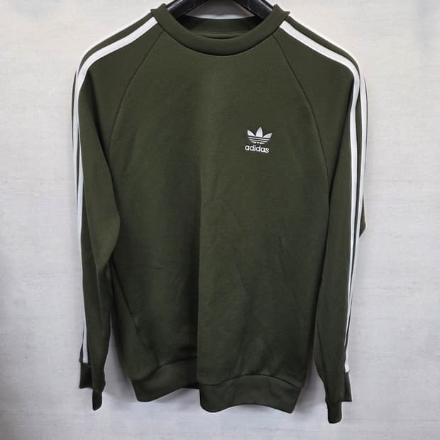아디다스 삼선 크루 져지 긴팔 90 카키